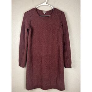 JJill Italian Yarn Dress Wool Cashmere Burgundy Long Sleeves Soft Cozy Small